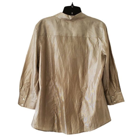 Chicos LS V-Neck Button Up Blouse | NWT | 1 (Small) | Silver Metallic - Picture 12 of 16